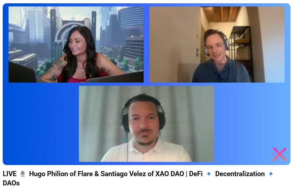 sentosumosaba's tweet photo. Catch @HugoPhilion &amp; @Santiag78758327 talking about @FlareNetworks, #XRPL Ecosystem, #FAssets, XRPFi Staking, @XAODAOLLC and more. 
(LIVE NOW)
👉https://t.co/ptyDS6ToRD https://t.co/5yIzE3PcKW
