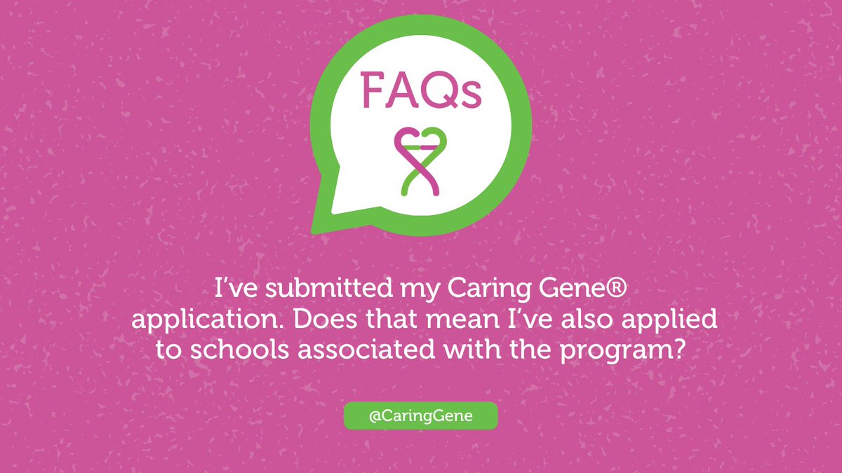 Your Caring Gene® application is 𝐜𝐨𝐦𝐩𝐥𝐞𝐭𝐞𝐥𝐲 𝐬𝐞𝐩𝐚𝐫𝐚𝐭𝐞 from applications to any schools. We recommend you submit your application to your top school/program 𝐛𝐞𝐟𝐨𝐫𝐞 applying to the CPT Program to expedite the process. 

More FAQs: hubs.la/Q03B1Fzc0.
