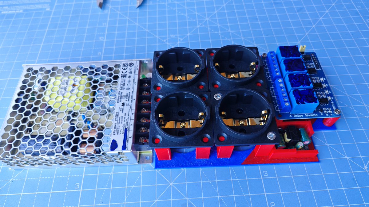 Small update: sockets + relays + PSU on a printed base. I’m aiming for tidy wiring and easy service. Would you go screw terminals or detachable connectors here?

#Aquarium #IoT #Makers