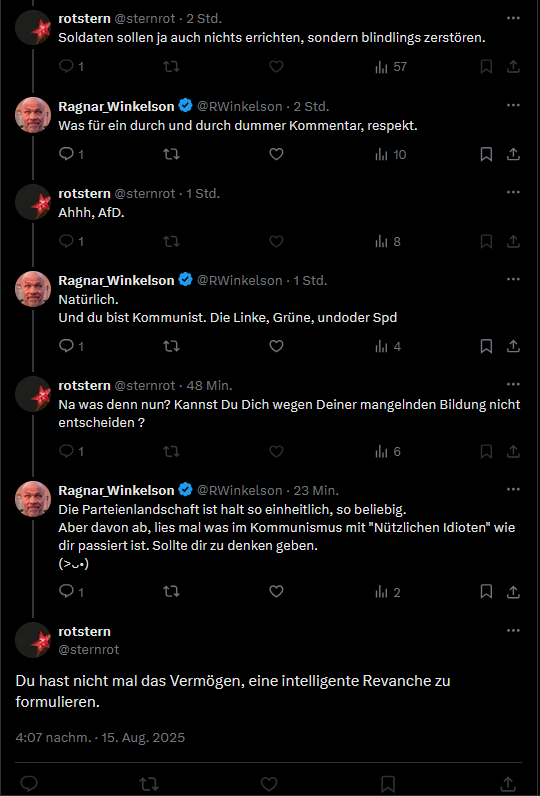 Das beste daran ist, dass er so fragil ist, dass er direkt geblockt hat weil er weiß, dass die Antwort ihn verletzen würde. Was für ein Würstchen.