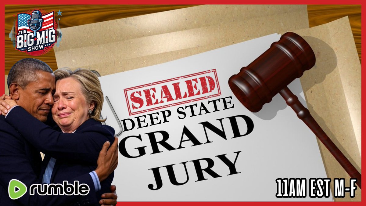 The Big Mig Show 11AM EST Deep State Grand Jury LFG!:
Will there finally be justice? Come join the fastest growing show on Rumble and find out the details. 
M-F 11AM EST

Watch it LIVE on Rumble
rumble.com/v6xm5yy-deep-s…
Subscribe today on Spotify!
open.spotify.com/show/3jKYphtE5…
