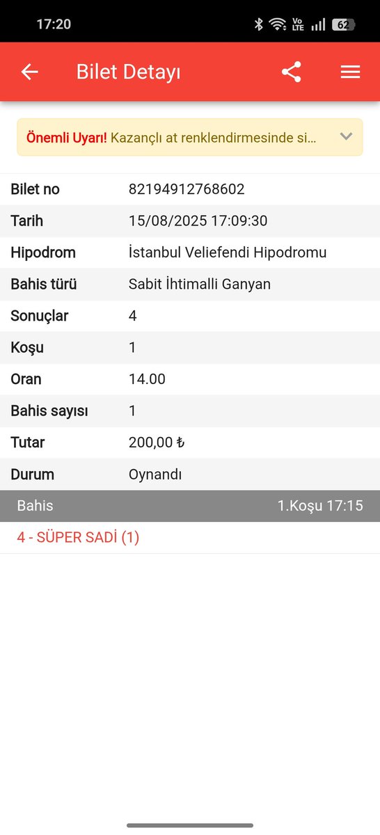 At  18 aydır tek sentetik koşmuş 2. Olmuş.. Ne çim görmüş ne sentetik.