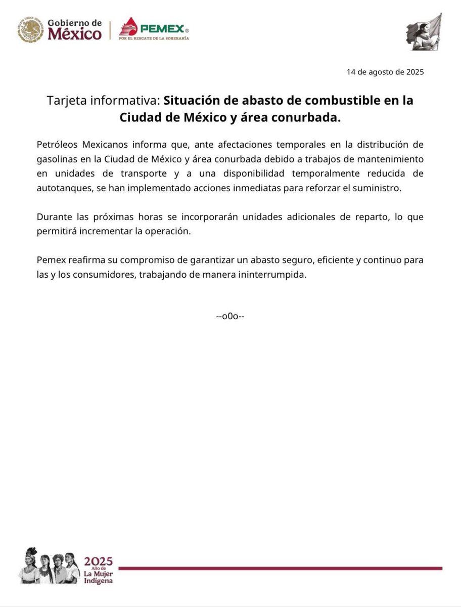 LisetGlezG's tweet photo. #ULTIMAHOTA @Pemex lanza comunicado para explicar el “desabasto de combustible” en la CDMX y EDOMEX… https://t.co/L8d3rYLcln