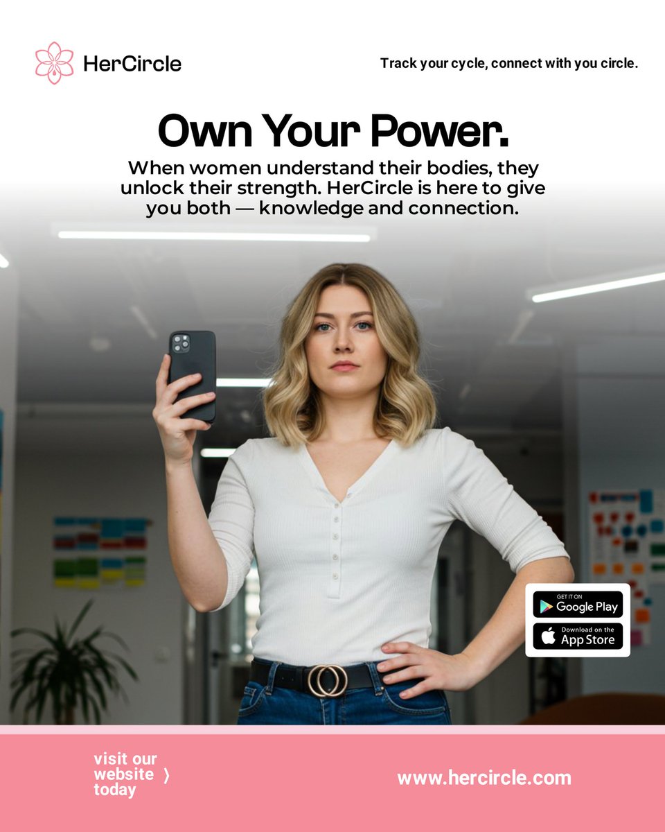 Here's HerCircle – A Period &amp; Cycle Tracking App
A wellness-focused brand built for modern women, combining accurate tracking with community support.  

📍