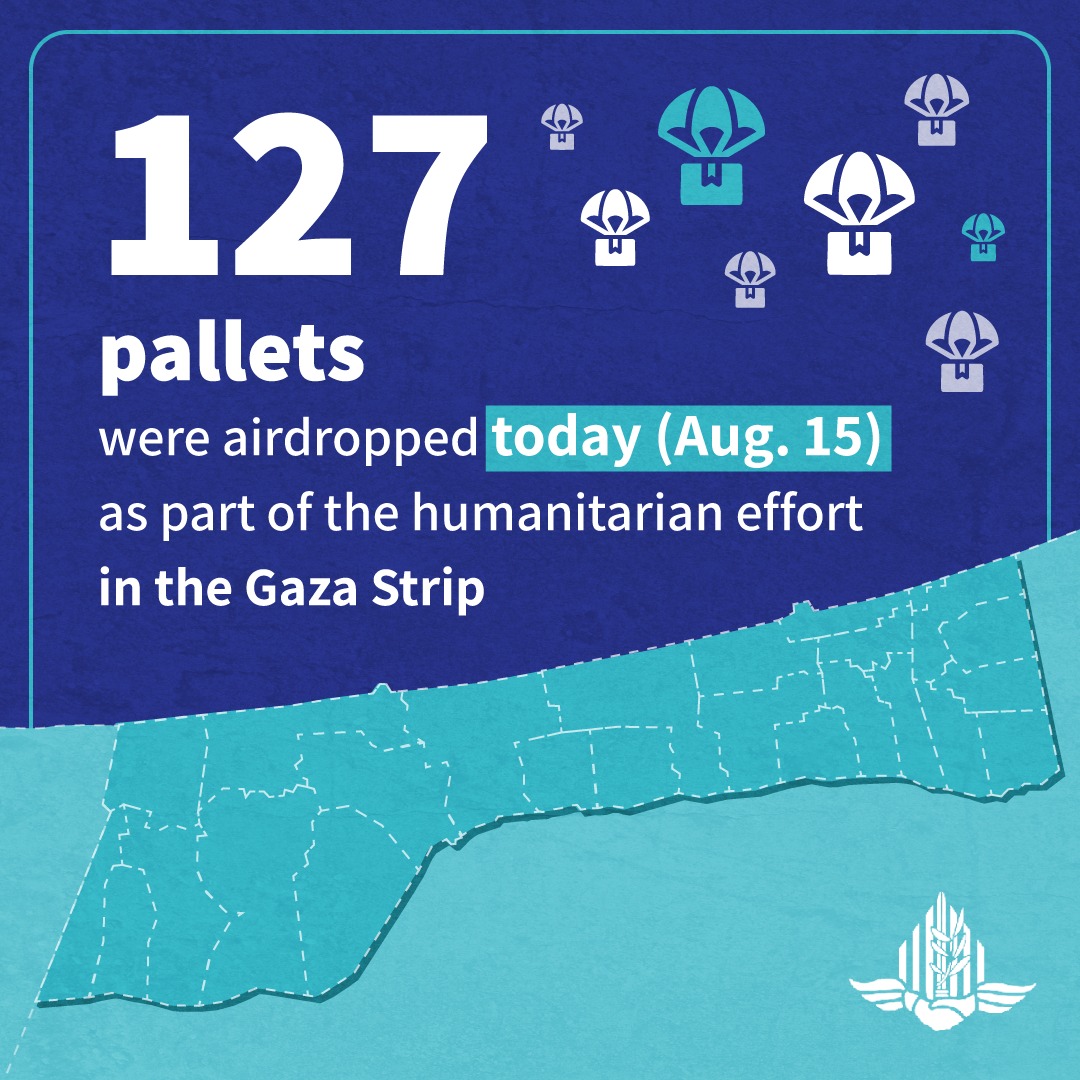 ✈️📦First airdrop in cooperation with Singapore: 127 aid packages were airdropped to the Gaza Strip by the UAE, Jordan, Germany, Belgium, France, Italy and Singapore.