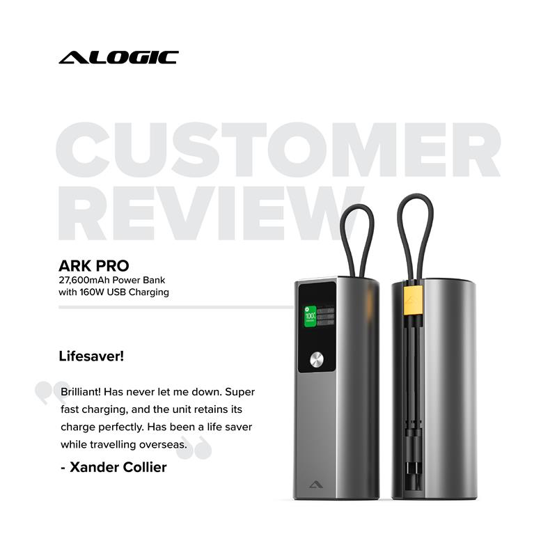 "Has been a lifesaver while travelling overseas!" - Xander Collier

The Ark Pro 27,600mAh Power Bank is your jet-set bestie. Super-fast charging, 160W power, and no drama when you're on the go.

Would you take it on your next trip? 🌍💼

🔗 bit.ly/3YVB5Sy

#ALOGICArkPro