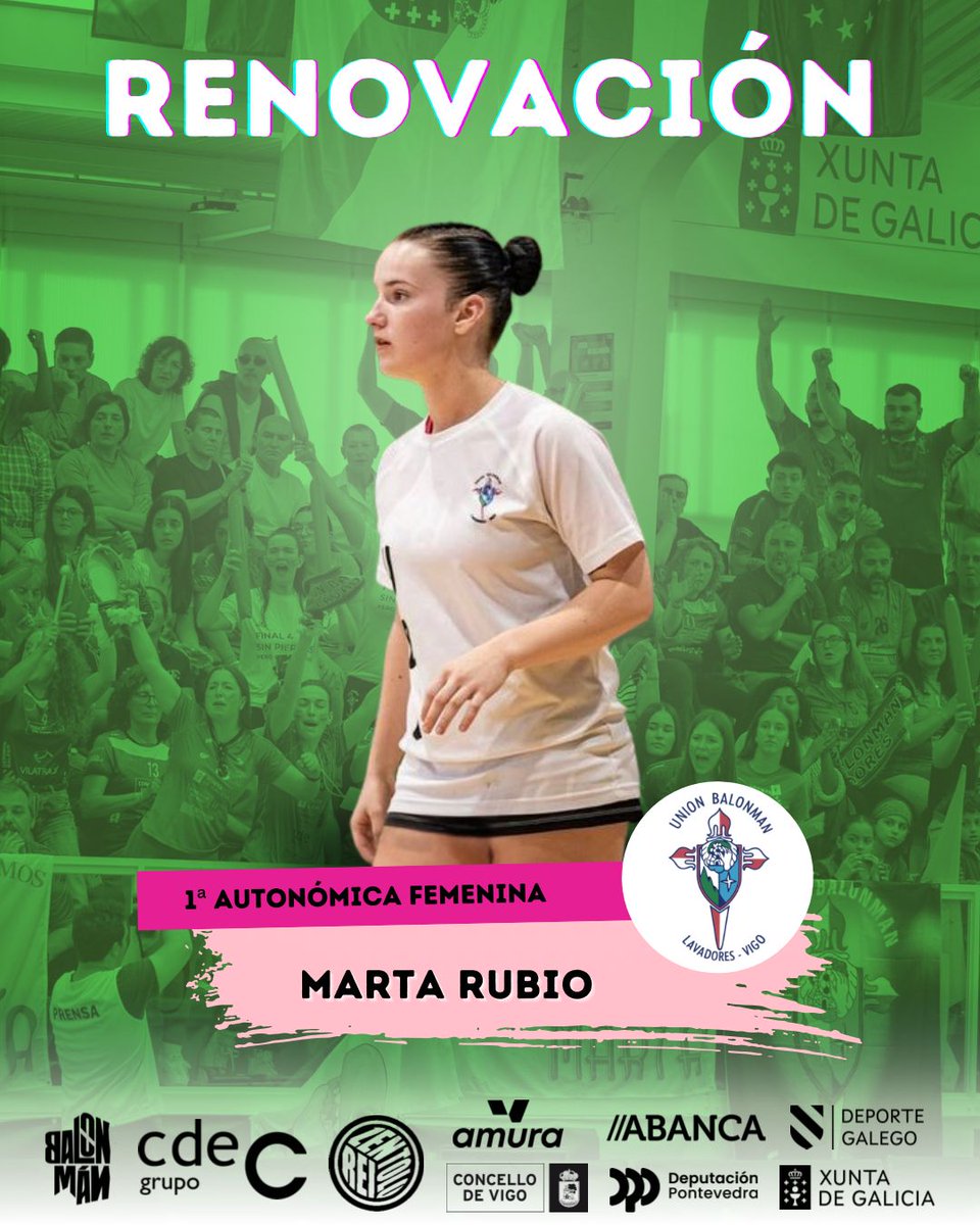 RENOVACIÓN 

La extremo izquierdo renueva una temporada más, destaca por su rapidez y gran precisión. 

Marta Rubio seguirá aportando calidad y definición a nuestro juego una temporada más.

#UBL #fgbalonman #ABANCA #NON #grupocdec #Anubia #Amura #ReiZentolo #GEFF