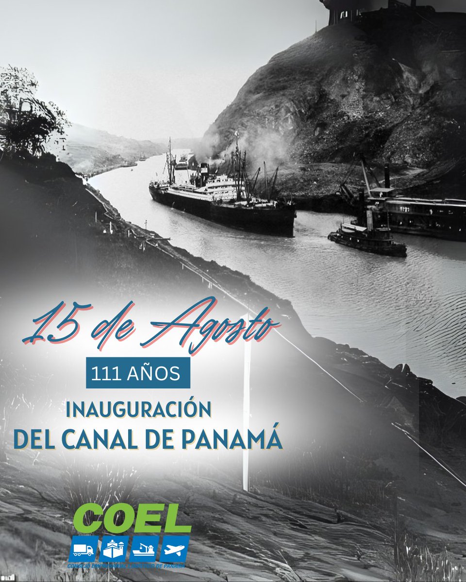 ¡Feliz 111° Aniversario, Canal de Panamá! 
Desde el Consejo Empresarial Logístico (COEL) extendemos nuestras felicitaciones por este legado que impulsa la competitividad y el orgullo nacional.
Desde 1914, el Canal de Panamá ha sido la puerta que une océanos y acorta distancias.