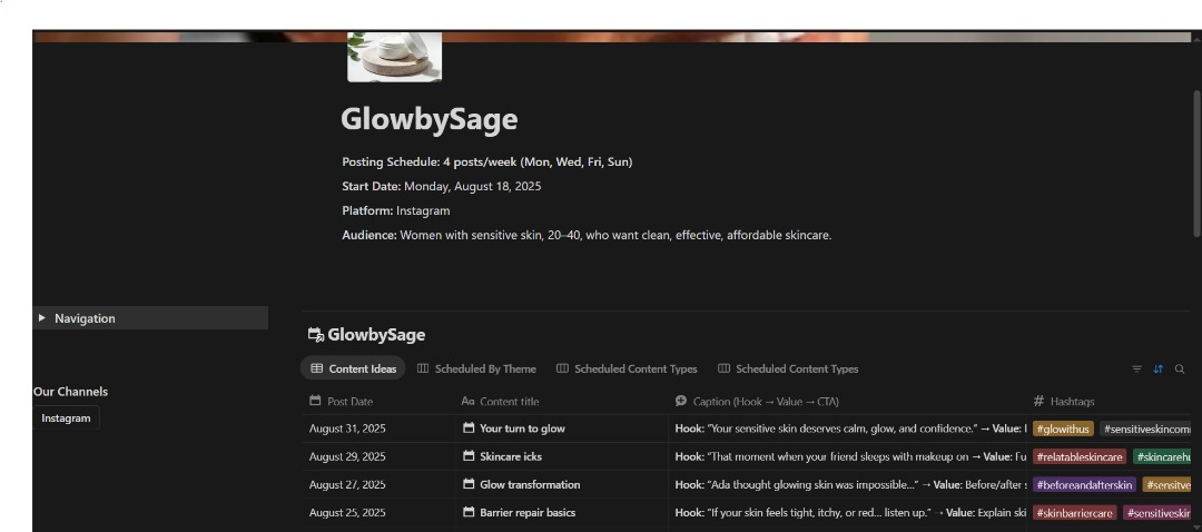 adiaha__'s tweet photo. Still on my #SMMproject by @mayo_naisee
A content calendar strategy for GlowbySage.
I look forward to your feedback. https://t.co/eEE8CEeL71