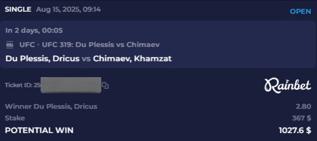 Dricus moneyline will feed generations 

Get in now before it’s too late 

#UFC319