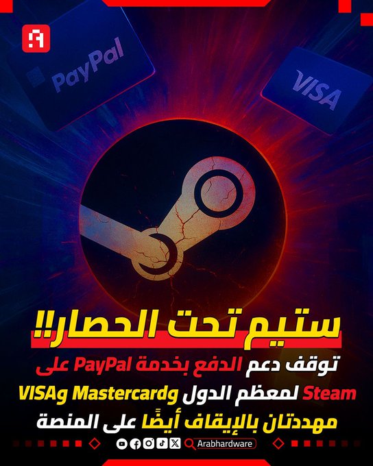 في يوليو 2025 اكتشف اللاعبون حول العالم أن خيار الدفع عبر PayPal على Steam اختفى فجأة في معظم الدول وسط حيرة واسعة 