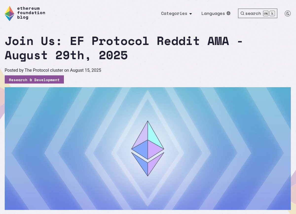 Ethereum Foundation Protocol Reddit AMA Announcement