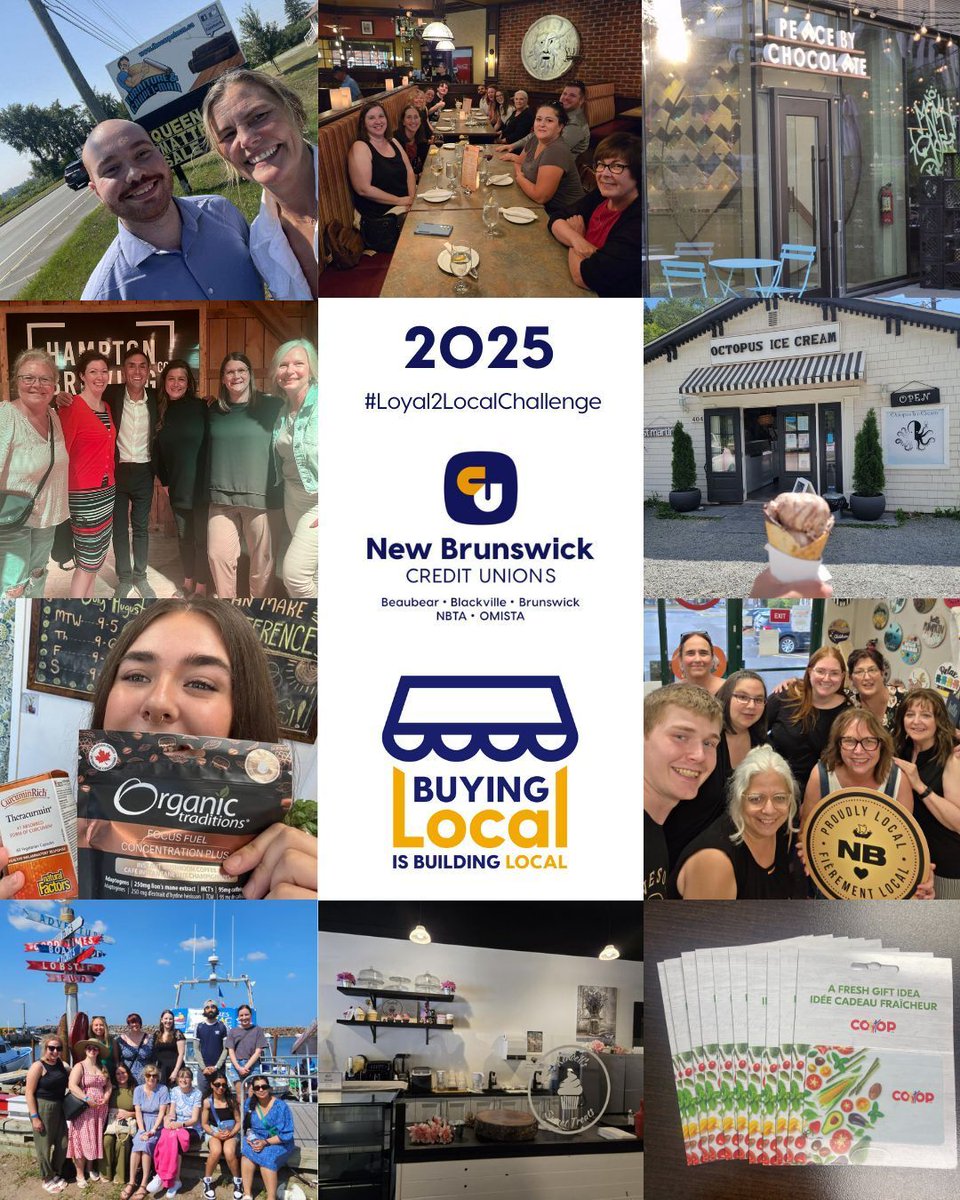 OmistaCU's tweet image. 🎉 That’s a wrap on the 2025 #Loyal2LocalChallenge! From July 15 to August 15, #NewBrunswickCUs supported local, contributing over $16,000. #SupportLocal continues—every dollar helps dreams, families, and communities. Make a difference. Shop Local. Bank Local. #Loyal2Local