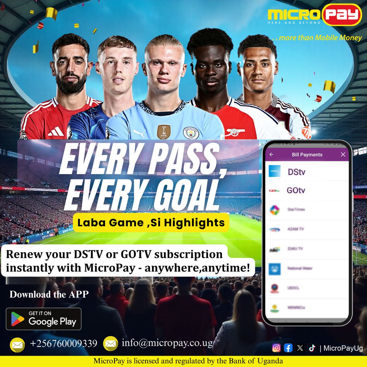 MicroPayug's tweet image. Don't just hear about the match - watch it live ! 
Renew your DSTV/GOTV Subscription instantly with MicroPay.
#MicroPay #PremierLeague