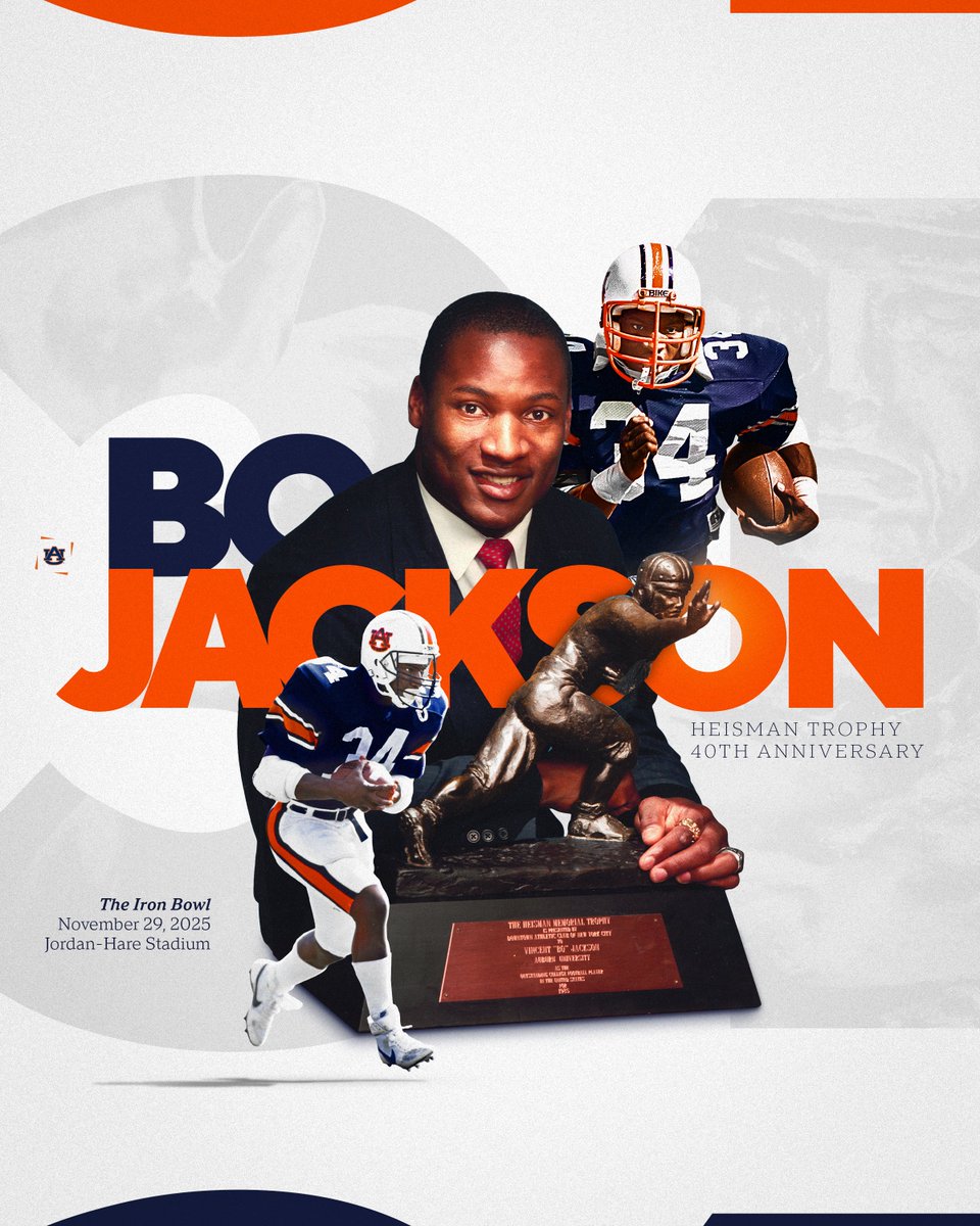 𝟒𝟎 𝐘𝐞𝐚𝐫𝐬 𝐨𝐟 𝐆𝐫𝐞𝐚𝐭𝐧𝐞𝐬𝐬 🏆🦅

Celebrate the legacy of Bo Jackson and his unforgettable 1985 Heisman Trophy season.

 📰 auburntige.rs/4mjx6sM