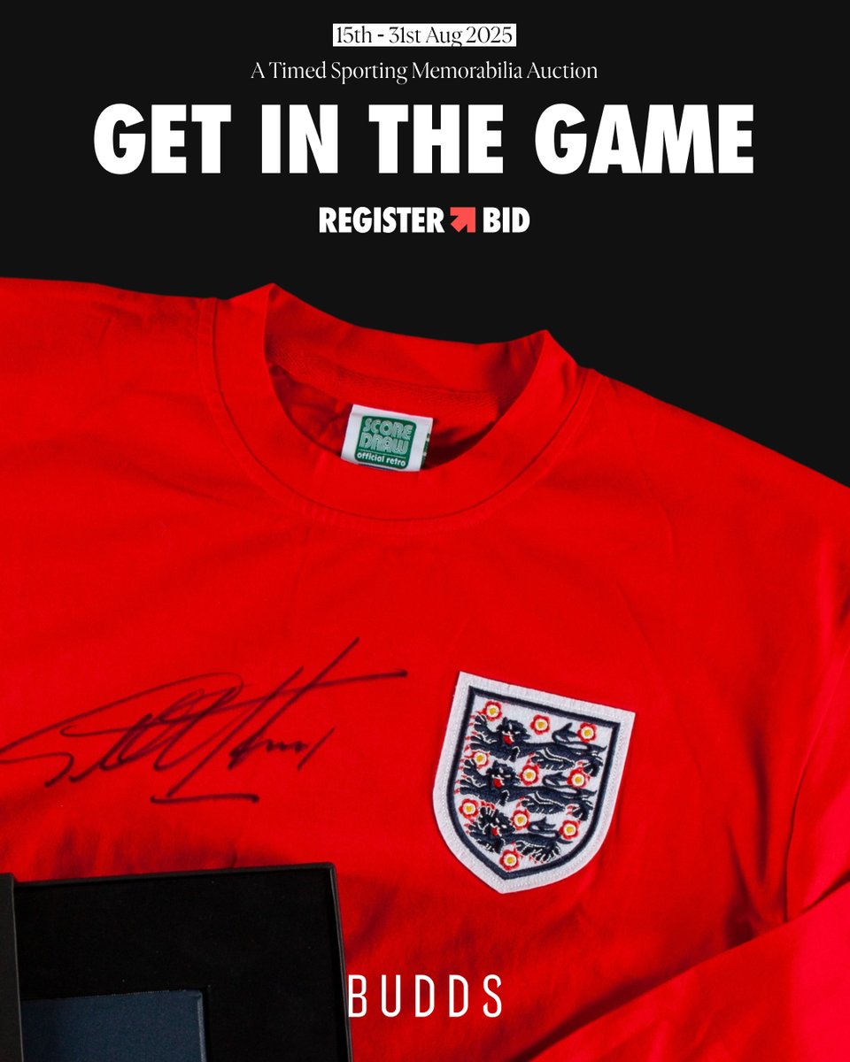 The wait is over - Get in the Game is live. 🏅

Bid now on signed shirts, historic programmes, match-worn boots, and exclusive football and cricket collections. This is your chance to secure pieces from true sporting legends.

#SportsMemorabilia #FootballMemorabilia #BUDDS