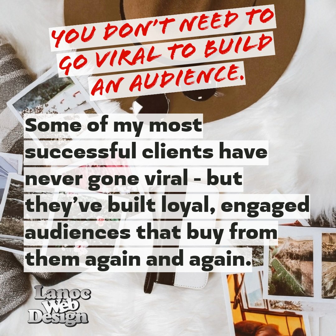 LanocWebDesign's tweet image. Some of my best clients have never gone viral - and they’re thriving.
Here’s how to grow without going viral 💛
lanocwebdesign.co.uk/blog/2647606_b…
#KindMarketing #AudienceBuilding #SmallBizSupport