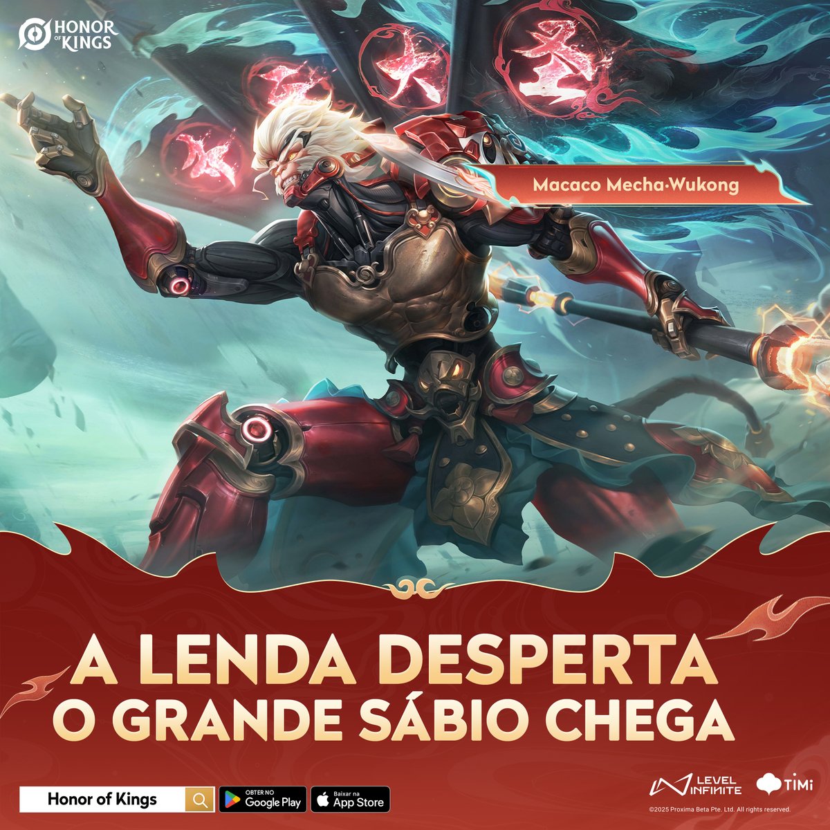 HoK_BR's tweet photo. 🪐 Como seria o “Rei Macaco” em um mundo de ficção científica? 
🚀 A resposta está aqui! 
⌛️ Macaco Mecha está disponível por tempo limitado!

#HOK #HonorofKings #NewSkin #Wukong #MechaMonkey https://t.co/xGksfapjUv