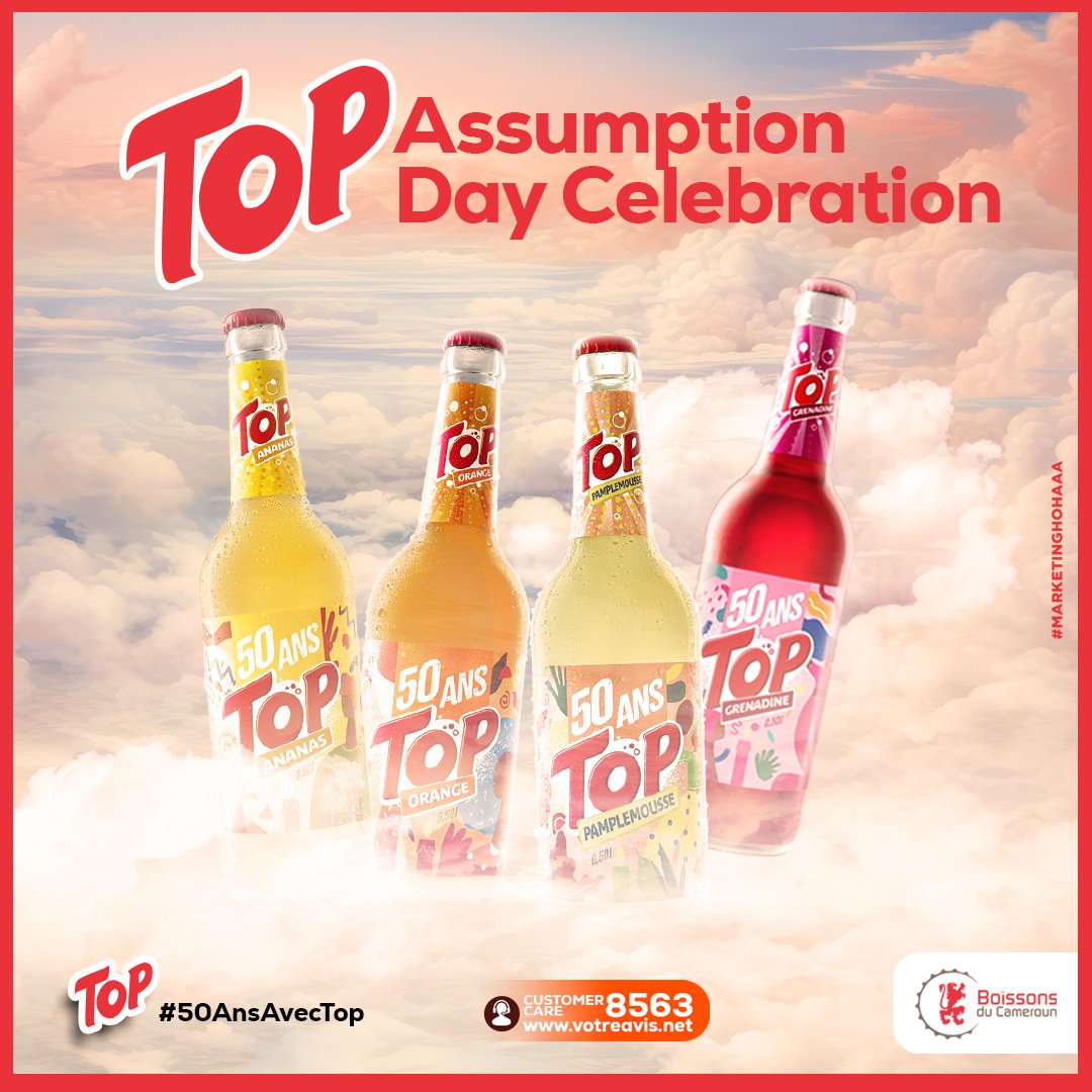 TopCameroun's tweet photo. Célébrons la Fête de l’Assomption avec douceur , partage et un TOP à la main ! 
-----
Let’s celebrate Assumption Day with sweetness, sharing and a TOP in hand! 

#50AnsAvecTop
#TopCelebration https://t.co/mLXKLl0sFO