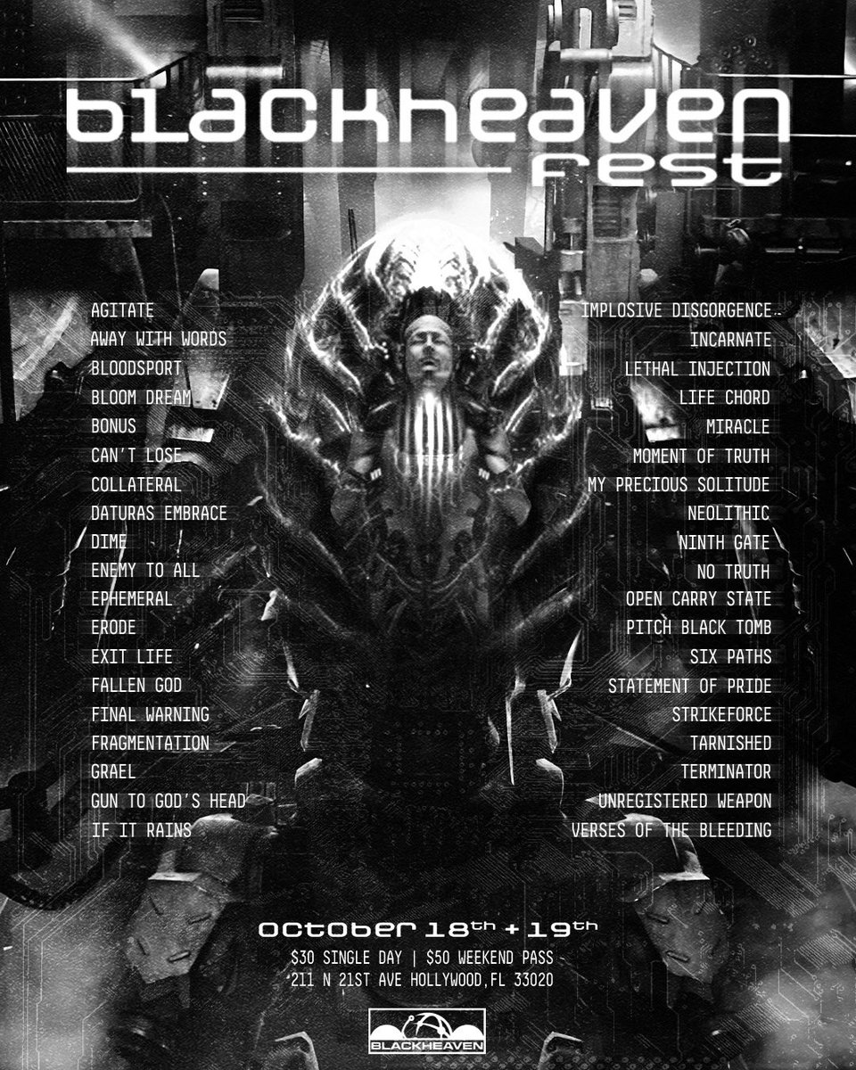 Blackheaven Fest.

October 18th-19th in South Florida.

Tickets up on sale now.

Worked on this the entire year pretty much. Wanted to do something special for where im from. 38 bands, two days. All DIY at a VFW. See you in the fall. 

Link: blackheavenfest.brownpapertickets.com