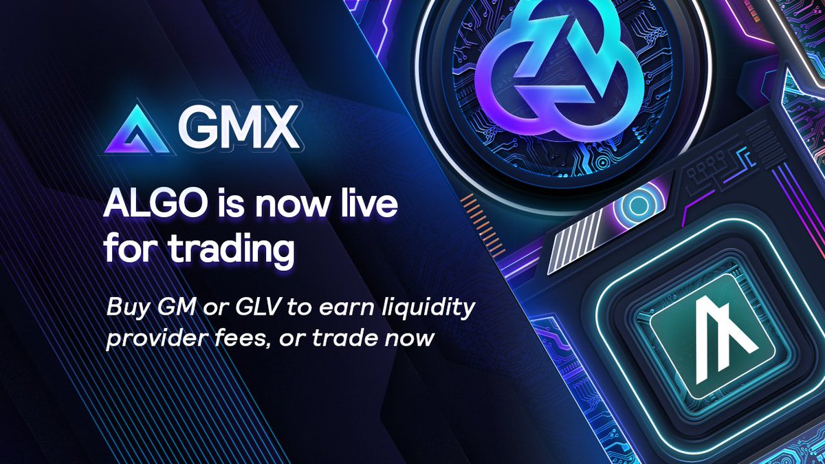 Now Live on GMX: 🔸 ALGO/USD Long or Short the @Algorand token with up to  100x leverage and experience the optimized onchain execution speed of GMX  on Arbitrum. $ALGO