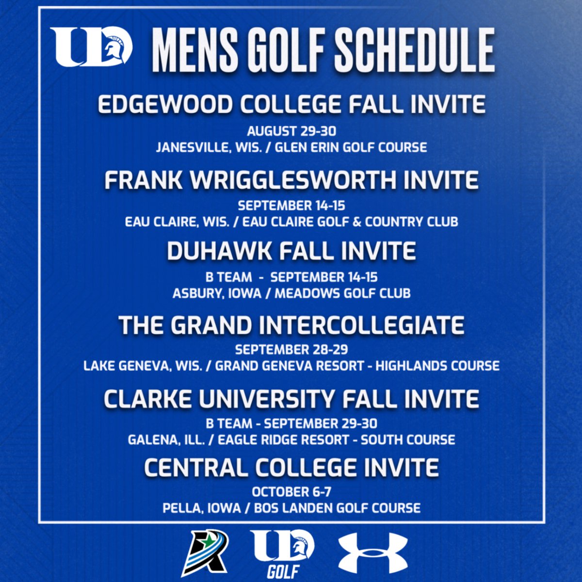 The 2025 Men's golf schedule is here! Looking forward to kicking off the season at Glen Erin in a couple of weeks! ⛳️

#SpartanGolf