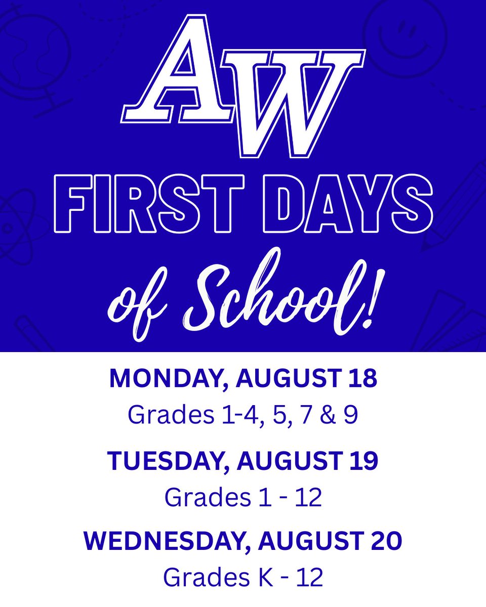 awgenerals's tweet image. We are looking forward to welcoming our students back to school next week! Let's make it an AWesome year, Generals!