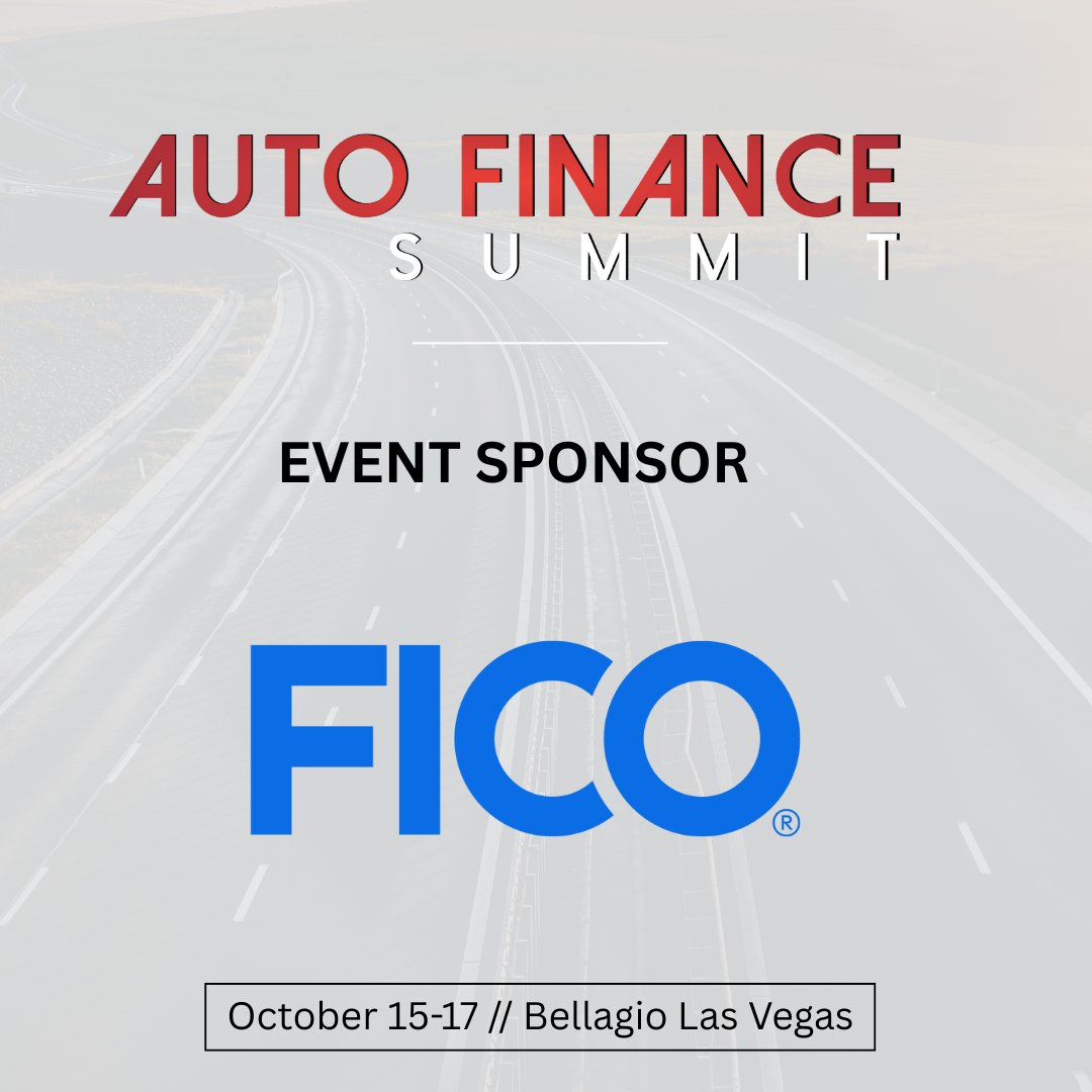 We’re pleased to announce that FICO is joining us as a sponsor for the Auto Finance Summit 2025, happening October 15–17 at the Bellagio, Las Vegas.

🔗 Learn more: hubs.la/Q03CSvvK0

#AutoFinanceSummit #CLevelConnections #FICO #AFS25 #AutoIndustry #CommercialFinance

FICO