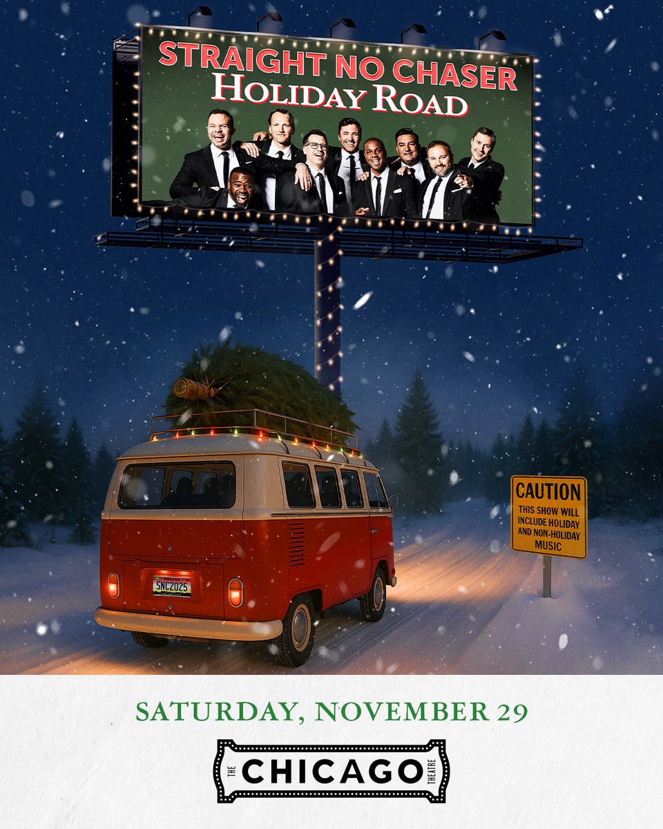 Tickets are on sale NOW to see Straight No Chaser bring the Holiday Road Tour to The Chicago Theatre on Saturday, Nov 29!

🎟️: go.chicagotheatre.com/StraightNoChas…