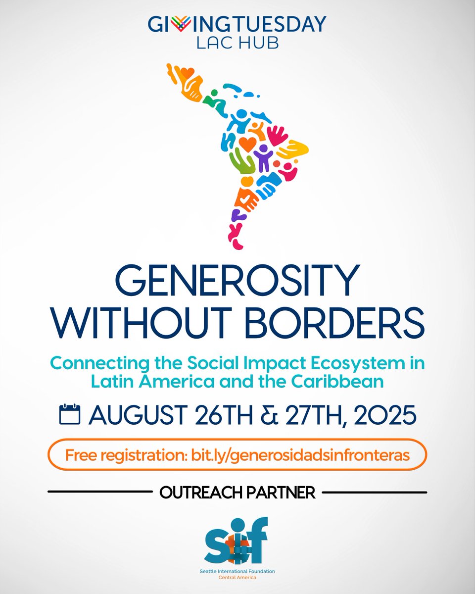 Seattle International Foundation (@seaif) on Twitter photo We are pleased to announce that we are an Outreach Partner of “Generosity Without Borders”, a free online event organized by the <a href="/GivingTuesday/">GivingTuesday</a> Latin America and the Caribbean Hub.
For two days, #GenerosityWithoutBorders will feature talks, panels and workshops for individuals We are pleased to announce that we are an Outreach Partner of “Generosity Without Borders”, a free online event organized by the <a href="/GivingTuesday/">GivingTuesday</a> Latin America and the Caribbean Hub.
For two days, #GenerosityWithoutBorders will feature talks, panels and workshops for individuals