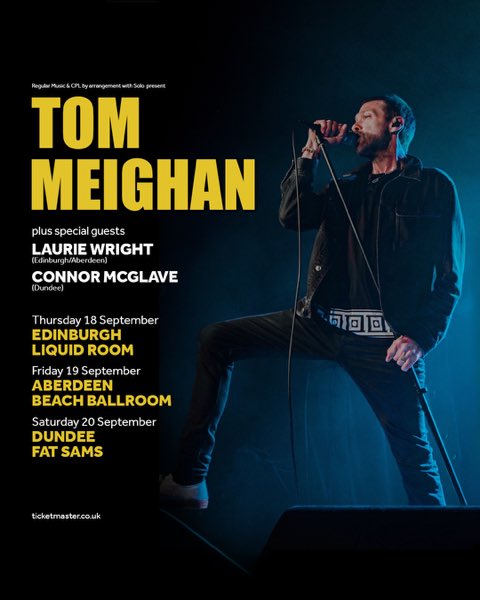 Donald C MacLeod MBE (@donaldcmacleod) on Twitter photo SHOUT IT OUT !The incredible <a href="/tommeighanHQ/">Tom Meighan</a> , who was on absolute FIRE at <a href="/partyatpalace/">partyatthepalace</a>, is MOVIN’ ON back to Scotland in September..
Catch him live Thur 18th Sept <a href="/LIQUIDROOMS/">THE LIQUIDROOM</a> , Edinburgh
Fringe 19th Sept <a href="/beachballroom/">aberdeenbeachballroom</a> , Aberdeen and Sat 20th Sept <a href="/fatsams/">Fat Sams</a> Dundee 👊
Support SHOUT IT OUT !The incredible <a href="/tommeighanHQ/">Tom Meighan</a> , who was on absolute FIRE at <a href="/partyatpalace/">partyatthepalace</a>, is MOVIN’ ON back to Scotland in September..
Catch him live Thur 18th Sept <a href="/LIQUIDROOMS/">THE LIQUIDROOM</a> , Edinburgh
Fringe 19th Sept <a href="/beachballroom/">aberdeenbeachballroom</a> , Aberdeen and Sat 20th Sept <a href="/fatsams/">Fat Sams</a> Dundee 👊
Support