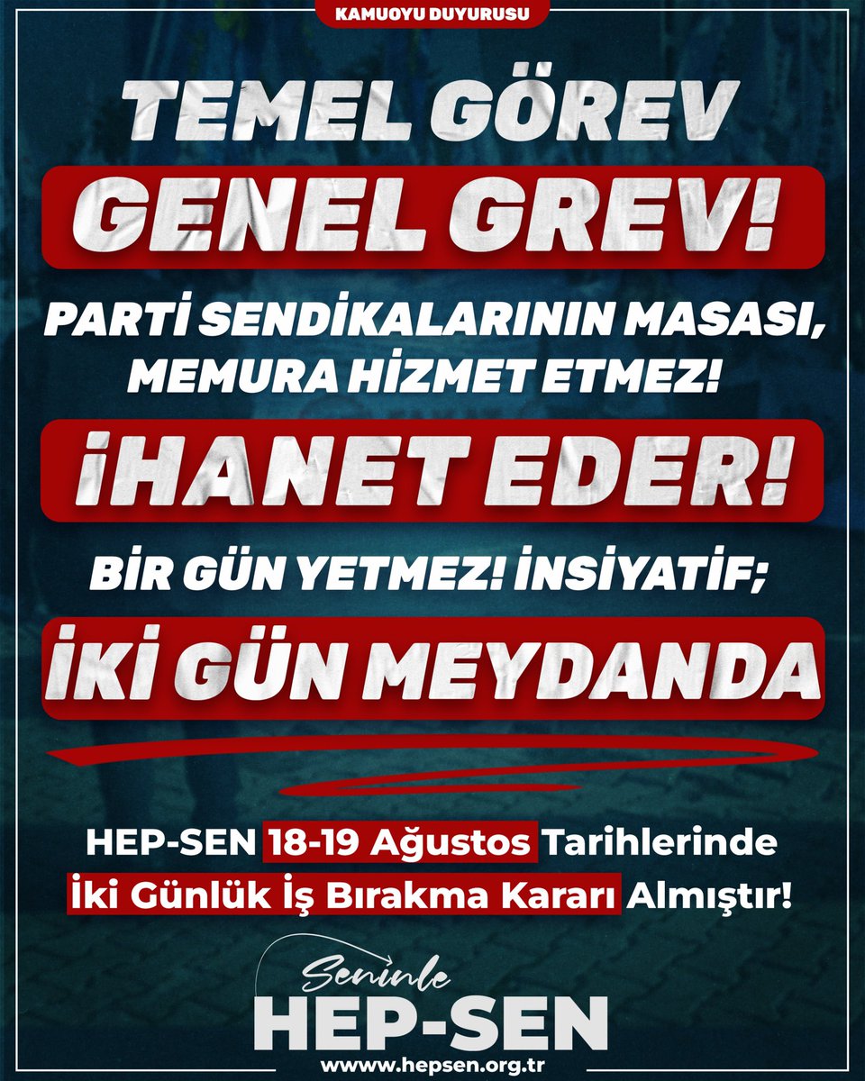 Toplu Sözleşme Masası’nda
“Zorunluluklarımız var, Maliye Bakanlığı para yok diyor” bahanesine sığınıp memura yalnızca 1000 TL teklif edenler şunu bilsin:

İtibardan tasarrufa gelince ses yok,
Şatafata, vergi aflarına, imtiyazlı holdinglere bütçe var…
Memura yok!

Ekonomik krizin