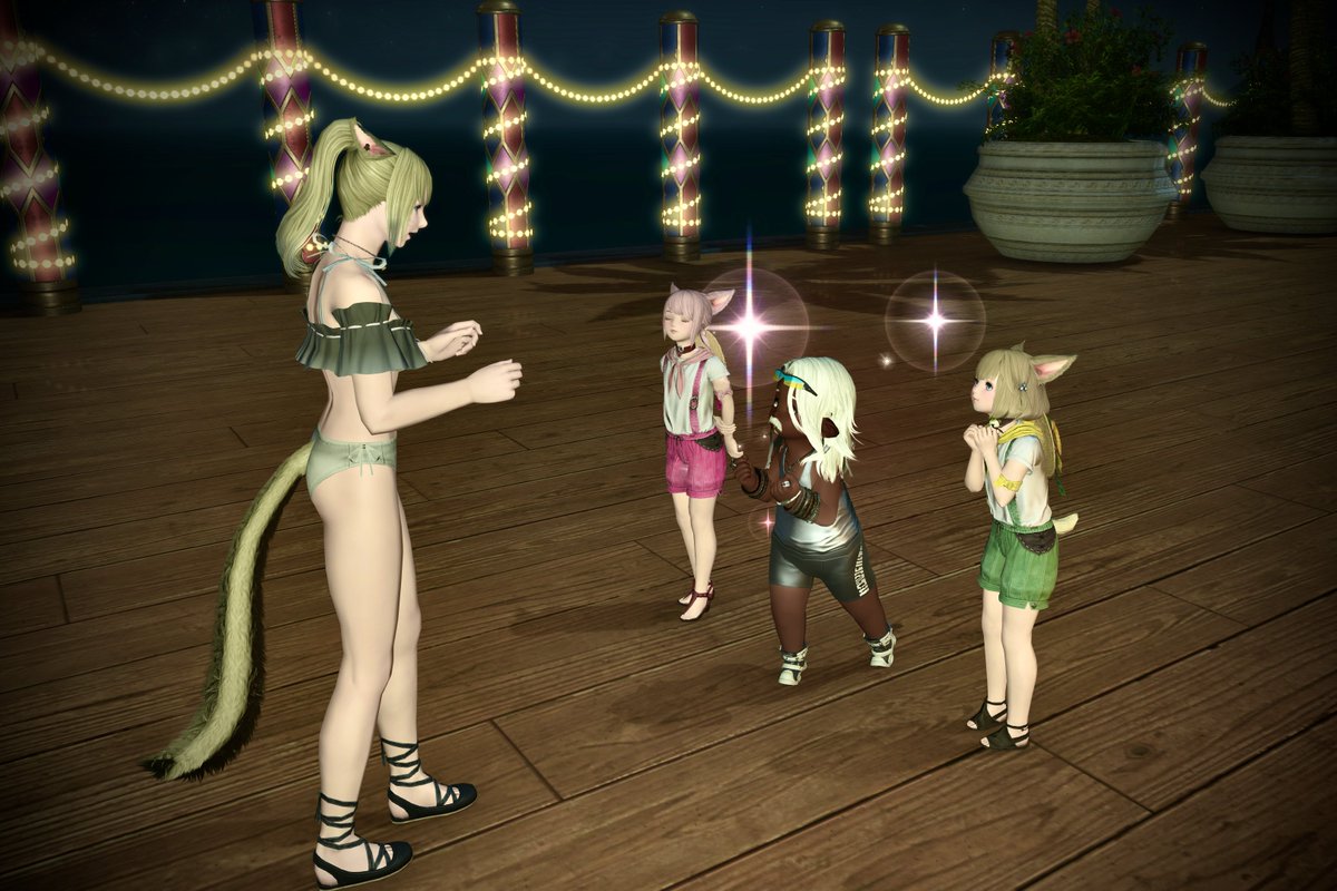 紅蓮祭にて
モモディさんいなかったんで３姉妹と
ちょっとだけ寂しい2025夏

#FF14 #スクウェア開発室 #sakaGUCCI