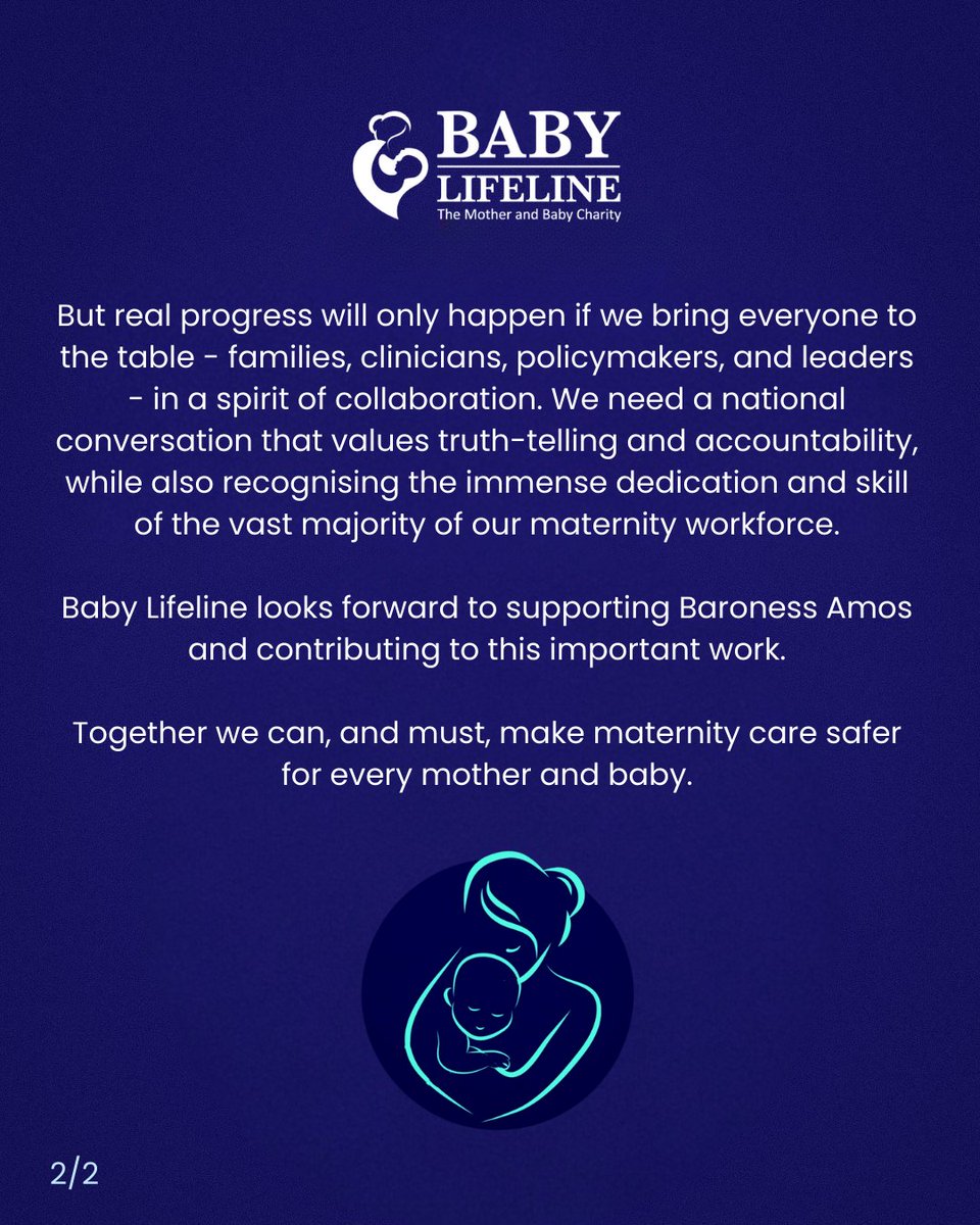 Baby Lifeline welcomes the <a href="/DHSCgovuk/">Department of Health and Social Care</a> announcement that Baroness Valerie Amos will lead the new rapid maternity safety investigation. Together we can, and must, make maternity care safer for every mother and baby.

#Maternity #SaferBirths #RapidInvestigation