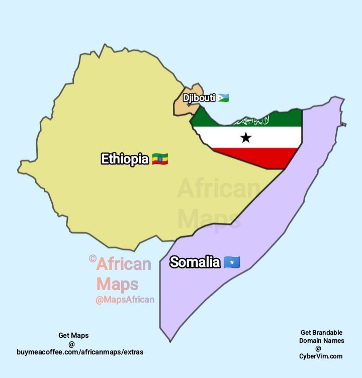 MapsAfrican's tweet photo. Somaliland and the countries it shares borders with. https://t.co/6J53pZ2ssQ