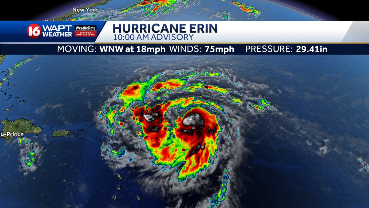 BREAKING: Erin has become the first hurricane of the 2025 season. #mswx #tropics