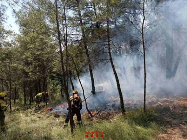Treballem en un foc de baixa intensitat que afecta massa forestal al pk.537 de l'A-2, a Argençola (avís 15.43 h). L'incendi està estabilitzat. 

🚒 9 dotacions
🚁 1 #MAER

#bomberscat