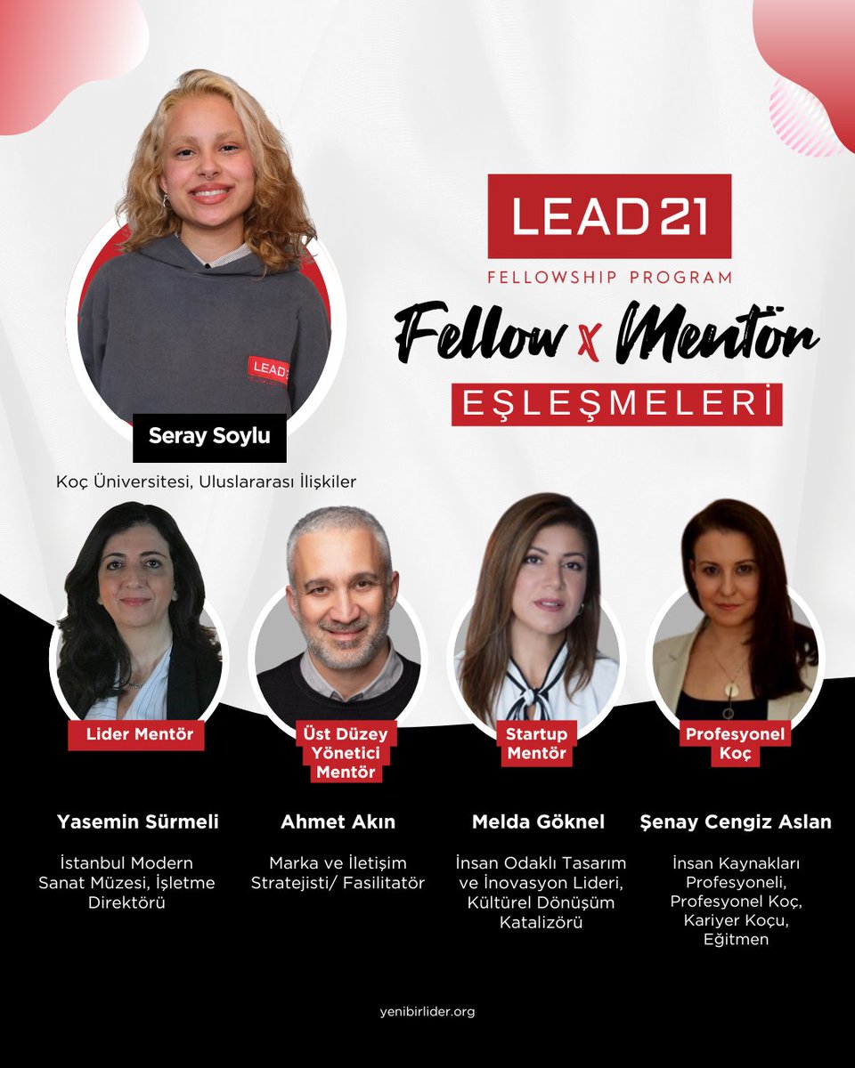 🚀 Fellow’larımızdan Koç Üniversitesi Uluslararası İlişkiler öğrencisi Seray Soylu’nun LEAD21 Fellowship Programı kapsamındaki mentörlük yolculuğunu birlikte keşfedelim.
☁️ Seray’ın en büyük hayali, farklı disiplinleri bir araya getirerek sosyal etki yaratabileceği özgün ifade