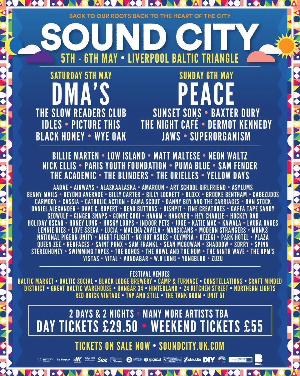 Liverpool Sound City (@soundcity) on Twitter photo As <a href="/fontainesdublin/">Fontaines D.C.</a> prepare to take over Wythenshawe Park just a stone's throw up the M62 tonight, we're looking back on their unreal set at Sound City in 2018 🤩 Swipe to see the lineup for that year... what a time to be alive 💪
Imagine seeing all those massive artists in tiny As <a href="/fontainesdublin/">Fontaines D.C.</a> prepare to take over Wythenshawe Park just a stone's throw up the M62 tonight, we're looking back on their unreal set at Sound City in 2018 🤩 Swipe to see the lineup for that year... what a time to be alive 💪
Imagine seeing all those massive artists in tiny