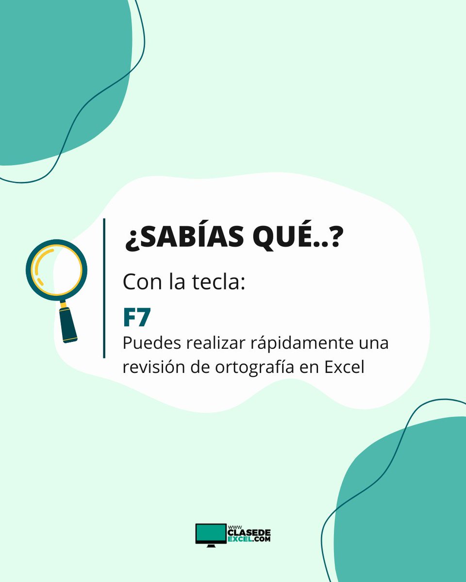 clasedeexcel's tweet image. ✍️ Adiós a los errores ortográficos

⌨ Presiona F7 en Excel y revisa la ortografía de tu hoja en segundos. 🤓

✅ Más profesional, más confianza, más impacto. 💻

#TipsExcel #Productividad #ClaseDeExcel