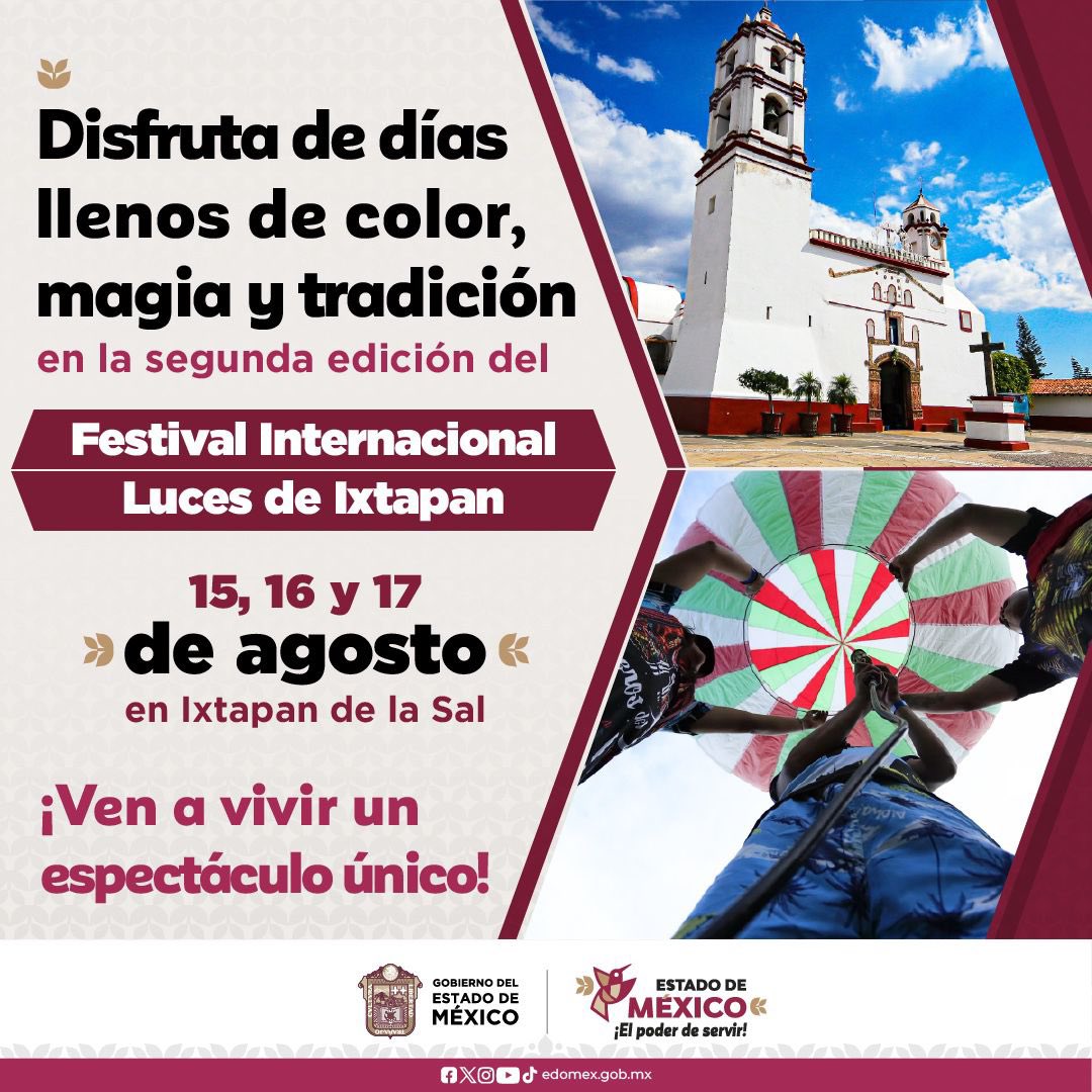 OficialiaEdoMex's tweet photo. Festival Internacional Luces de Ixtapan

El @Edomex te invita al Festival Internacional Luces de #IxtapanDeLaSal, déjate sorprender por un espectáculo único, los países invitados son Brasil y Colombia. 

#ElPoderDeServir https://t.co/4UOVXhpYVo