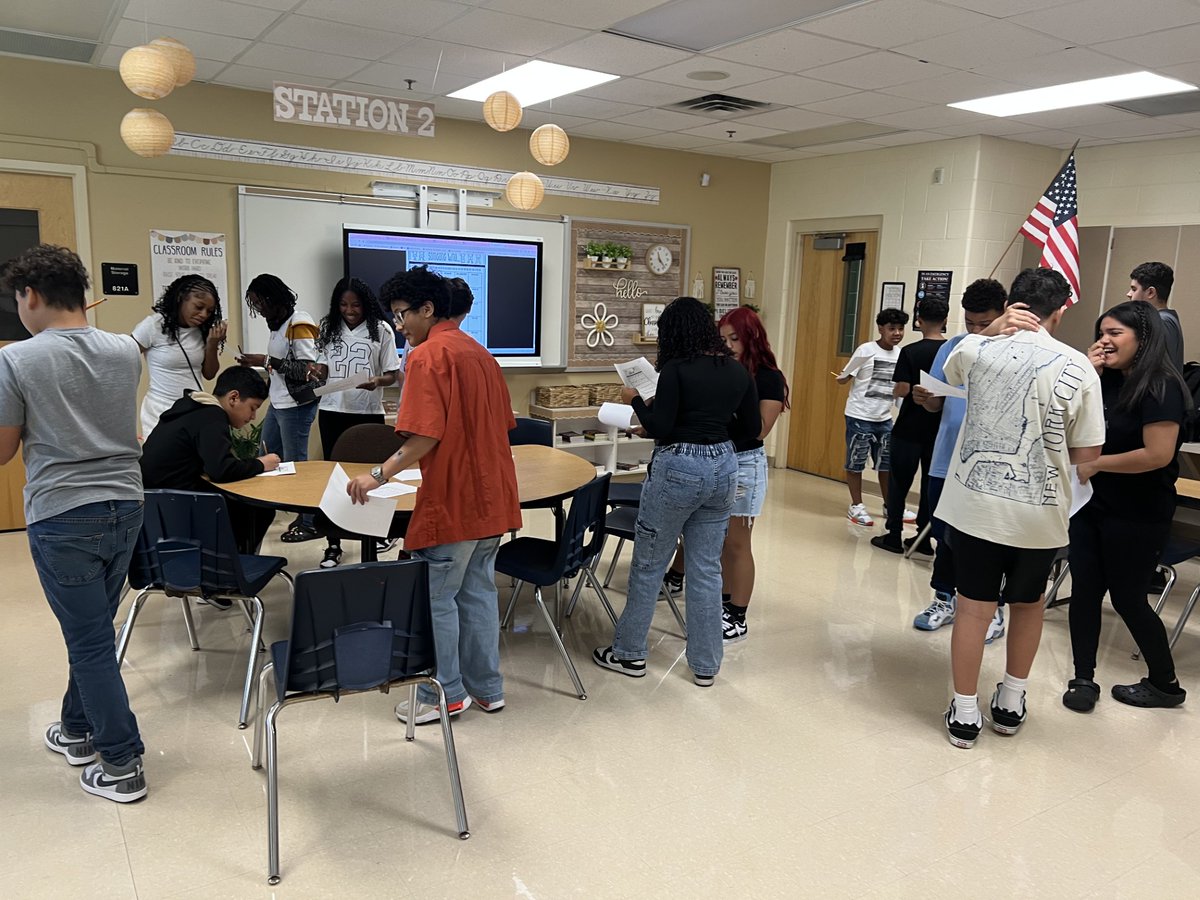 In Mrs. Zayas-Vargas' Reading class, the students were building relationships by identifying who had any information from a worksheet.