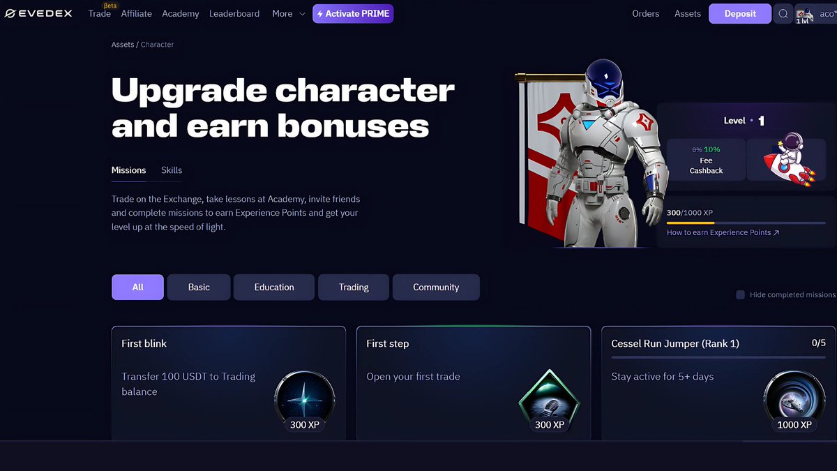 TechSphereUp's tweet image. 🎮 Turn trading into a game!

On EVEDEX, missions = XP → skills → higher cashback &amp;amp; lower fees.

🔥 Join via link &amp;amp; get +10% cashback for 6 months:
🔗 invite.evedex.com/oizm3smy

Thread:
x.com/TechSphereUp/s…

#EVEDEX #DeFi