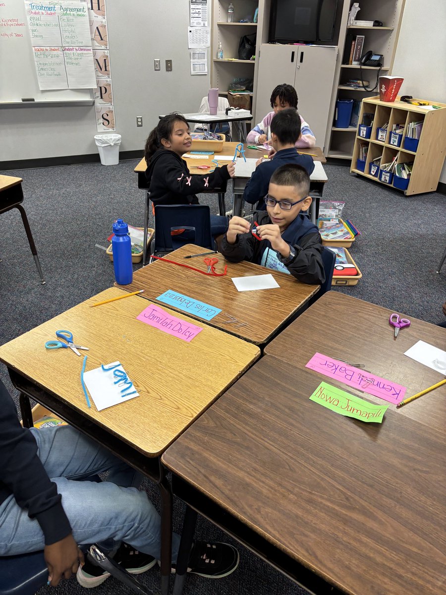 Ms. London’s class is working hard to create their nametags. They are testing their designs and making changes to make them better. <a href="/ajbushelem/">Bush Elementary</a> <a href="/AliefScience/">Alief Science</a> <a href="/aliefstem/">Alief STEM</a>
