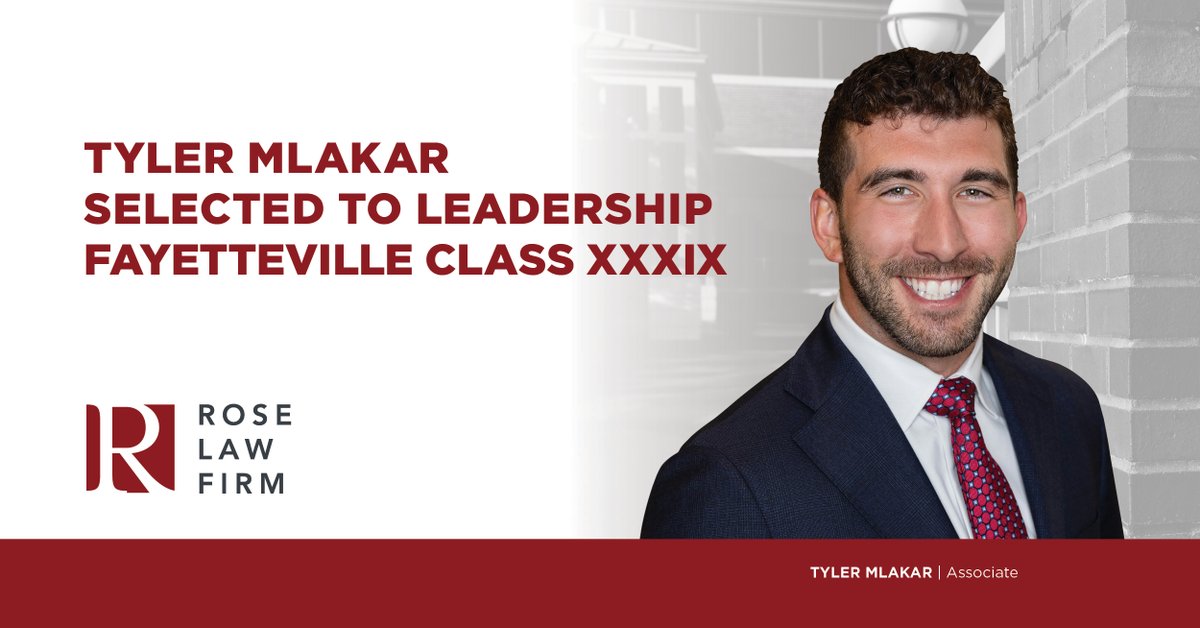 Congratulations to Tyler Mlaker, who was recently selected to participate in Leadership Fayetteville’s Class XXXIX!
roselawfirm.com/mlakar-selecte…