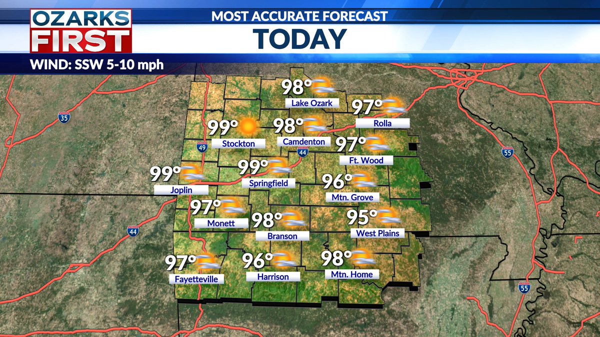 TheTwisterTom's tweet photo. We have yet to hit 100° in Springfield this year. In fact, the last time we reached 100° was 726 days ago on August 20, 2023... We're due.
We'll be very close to IF NOT right at 100° today. This will be the case this weekend as well.
#mowx #arwx #100degrees #ozarksfirst https://t.co/6C5S9vUwzZ