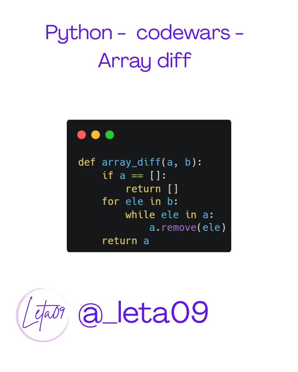 _leta09's tweet photo. 🐍 Tackled 3 Codewars challenges in Python today. Still learning, still growing — every line of code is a step forward.

#Codewars #Python #KeepLearning #DevJourney #Progress #pythonprogramming #pythoncode #pythoncoding #pythonprogramminglanguage https://t.co/beMghR7H1j