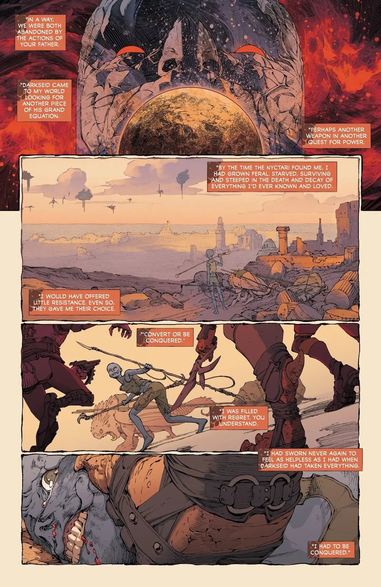 therightram's tweet image. Next week! The New Gods #9 is out Wednesday.

Written by Ram V
Art by @cagle_evan &amp;amp; @PyeParr
Colours by @FrancescoSegala
Letters by Tom Napolitano
Covers - @NimitMalavia, @derrickchewart &amp;amp; @NimitMalavia

What future will Earth hold for the New Gods as good &amp;amp; evil fight for Kamal?