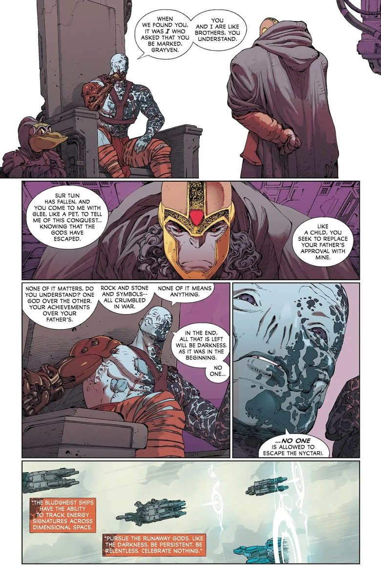 therightram's tweet image. Next week! The New Gods #9 is out Wednesday.

Written by Ram V
Art by @cagle_evan &amp;amp; @PyeParr
Colours by @FrancescoSegala
Letters by Tom Napolitano
Covers - @NimitMalavia, @derrickchewart &amp;amp; @NimitMalavia

What future will Earth hold for the New Gods as good &amp;amp; evil fight for Kamal?