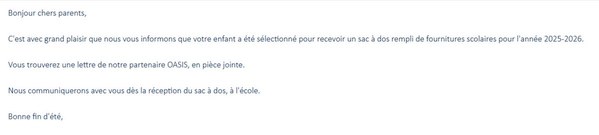 sccdxec's tweet image. #cssdm
新学年就要开学了，学校发邮件通知一个什么组织给小朋友们送书包和文具。